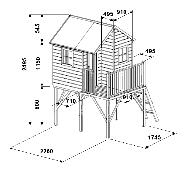 Domek z drewna Jerzyk - wymiary